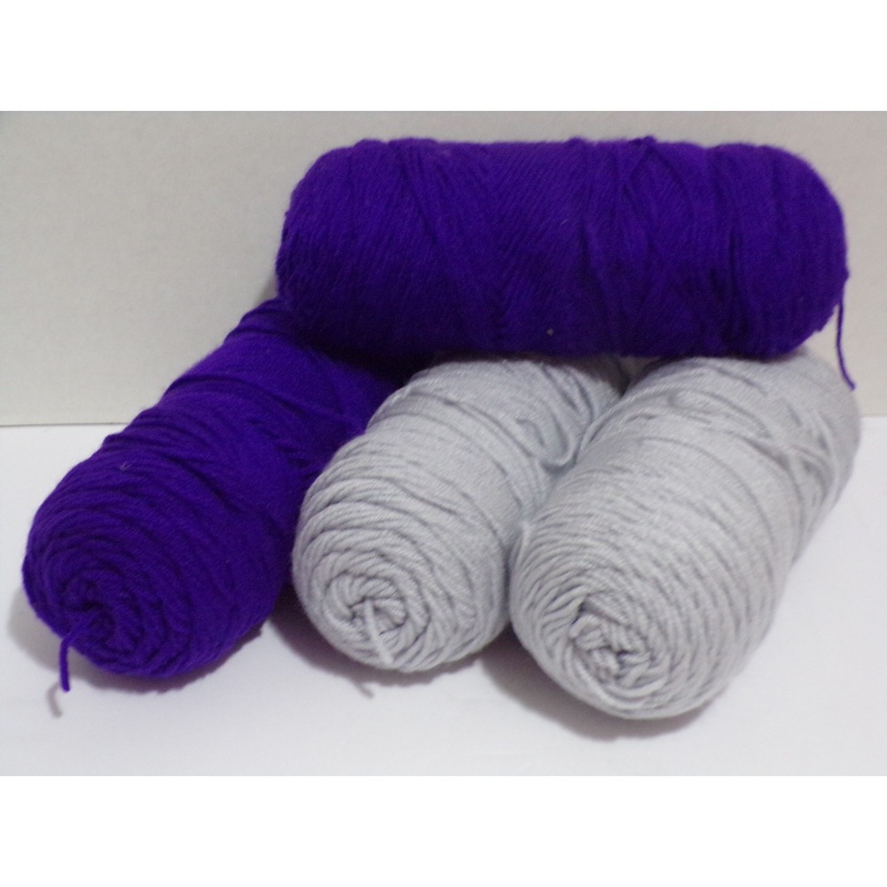Red Heart Crafting Yarn 2 Blue & 2 Purple Skeins Lot of 4